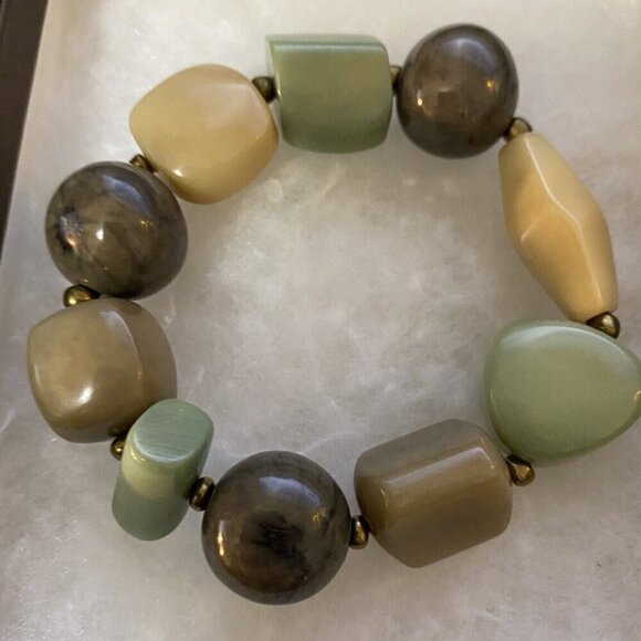 Faux Stone Stretch Bracelet Fits 7" Wrist Multicolor - Picture 1 of 4